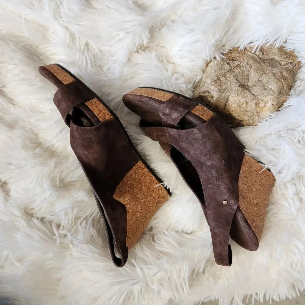 Ugg Hazel leather wrapped cork wedges